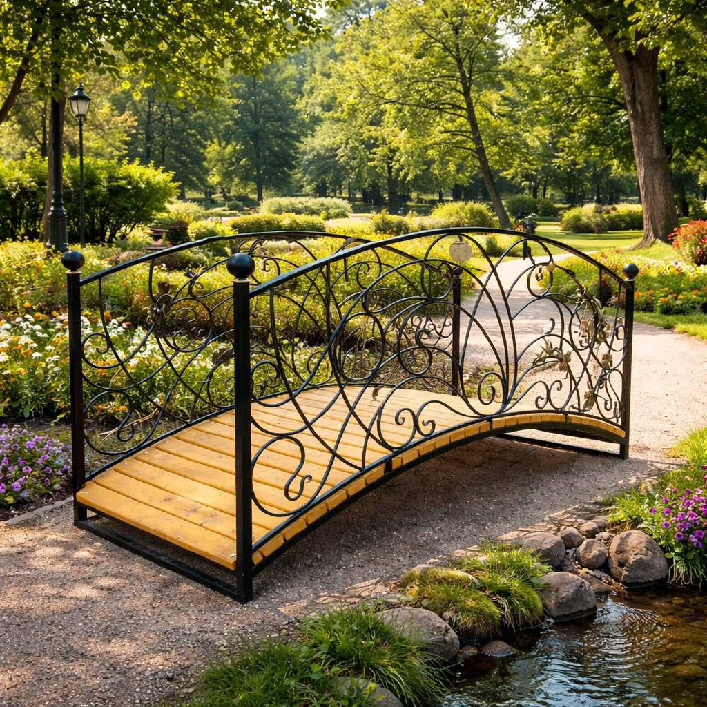 Кованый мостик с деревянным настилом  
        Артикул: SV-FA008
 - фото - 2